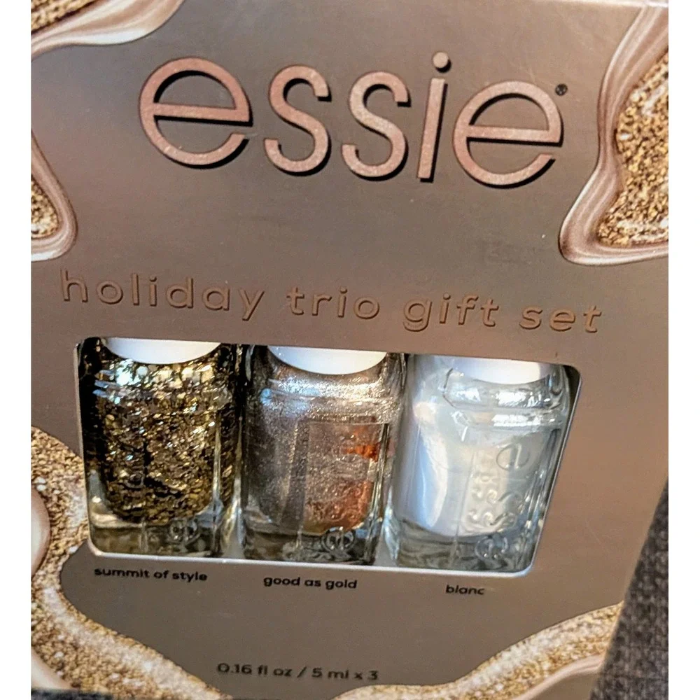 Essie Holiday Trio Gift Set Nail Polish hiSummit of Style Good as Gold‎ Blanc
